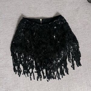 Chic Black Sequin Fringe Mini Shorts
